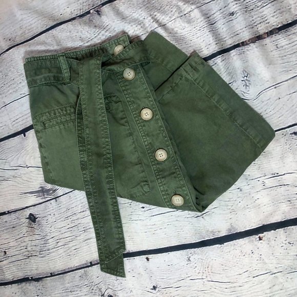 J Crew Chino Skirt GreenTie-Belt Button Front Midi Size 4 - Picture 10 of 10